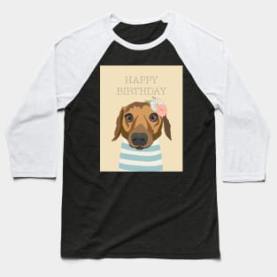 Happy Birthday Dog in Paris with flowers Baseball T-Shirt